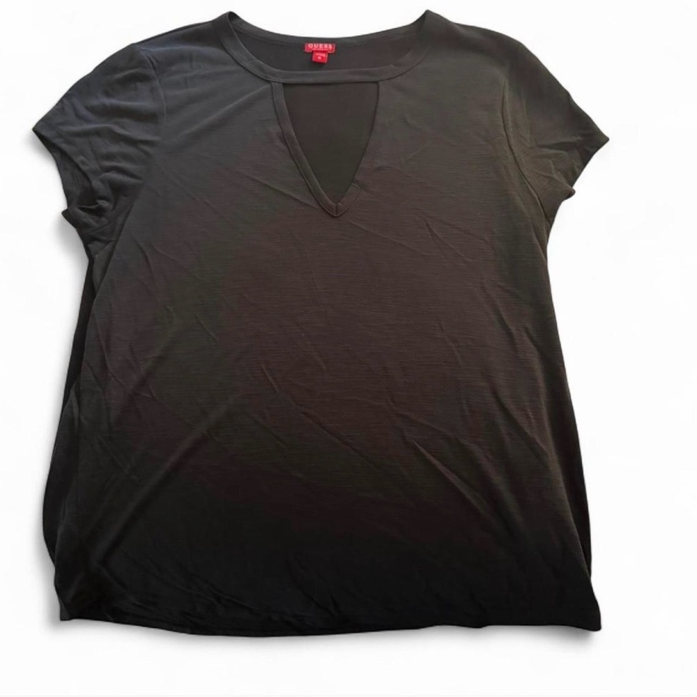 Guess Black Short Sleeve Keyhole Tee